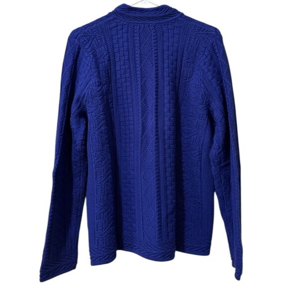 L.L. Bean Women's Cable Knit Button Down Cardigan Sweater Blue Size L CabinCore - Picture 2 of 13